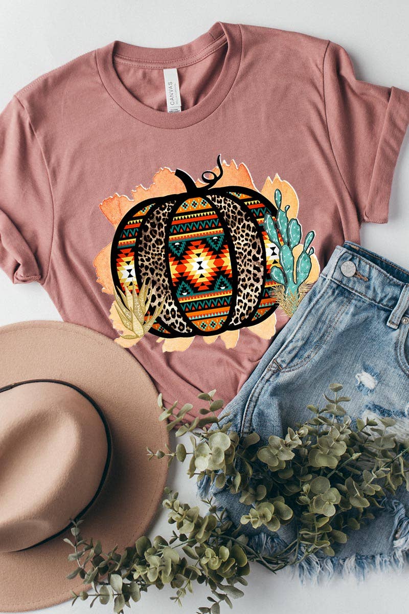 AZTEC AND LEOPARD PATTERN PUMPKIN WITH CACTUS UNISEX SHORT