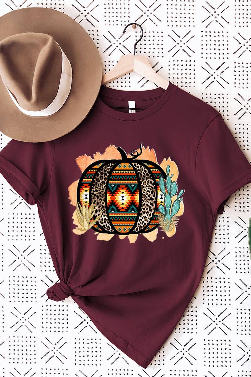 AZTEC AND LEOPARD PATTERN PUMPKIN WITH CACTUS UNISEX SHORT