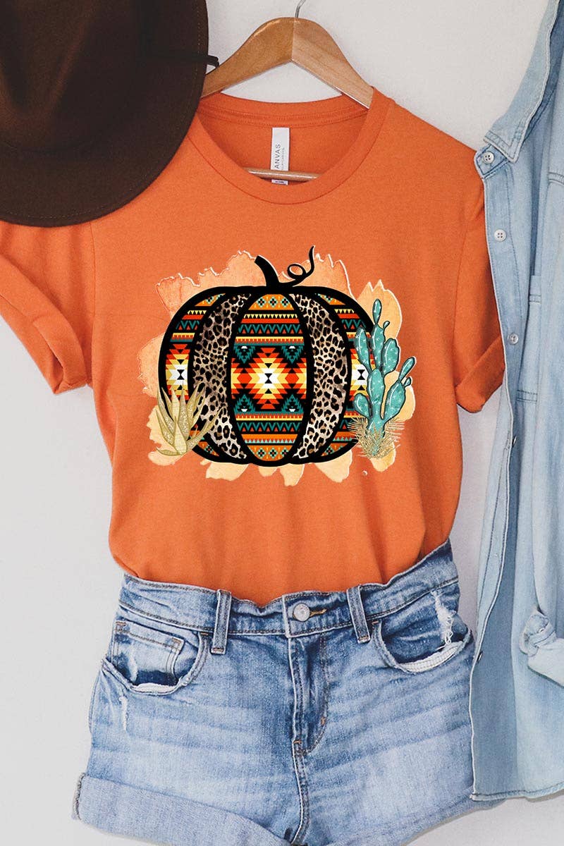 AZTEC AND LEOPARD PATTERN PUMPKIN WITH CACTUS UNISEX SHORT