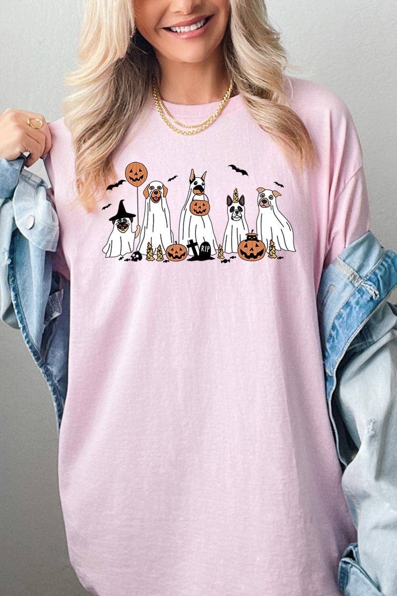 HALLOWEEN DOG GHOSTS HEAVY COTTON TEE