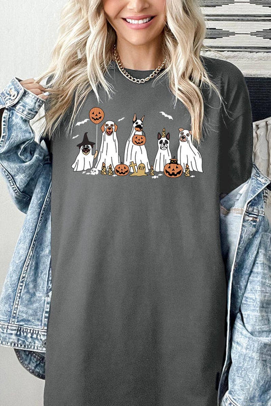 HALLOWEEN DOG GHOSTS HEAVY COTTON TEE