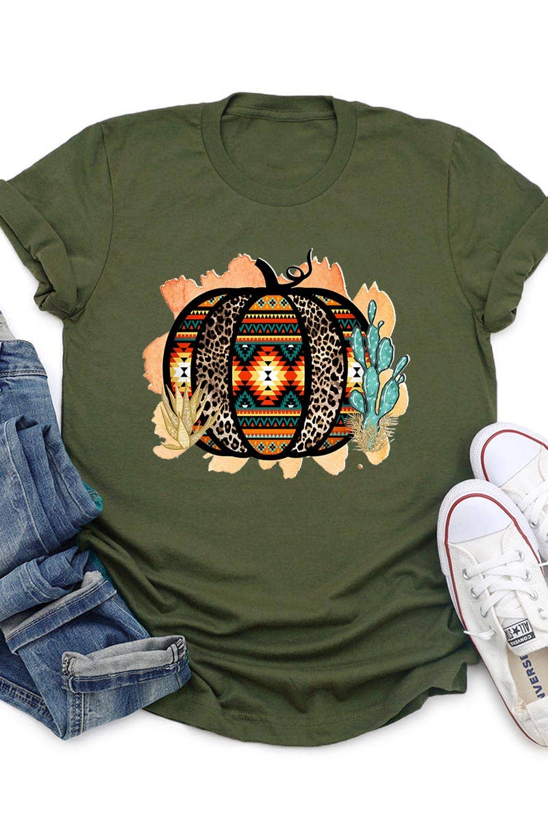 AZTEC AND LEOPARD PATTERN PUMPKIN WITH CACTUS UNISEX SHORT