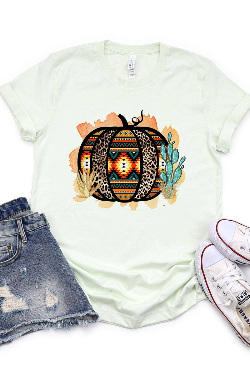 AZTEC AND LEOPARD PATTERN PUMPKIN WITH CACTUS UNISEX SHORT