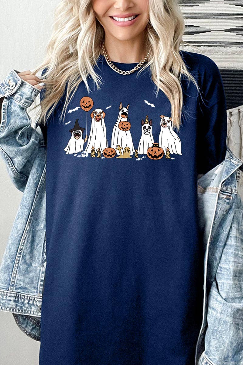 HALLOWEEN DOG GHOSTS HEAVY COTTON TEE